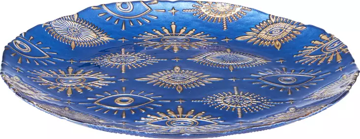 Marinblått Guldmönstrat Serveringsfat 28cm – Elegant Glaserad Tallrik för Dekorations- och Festbruk - Tallrikar - 8721037512138 - 1