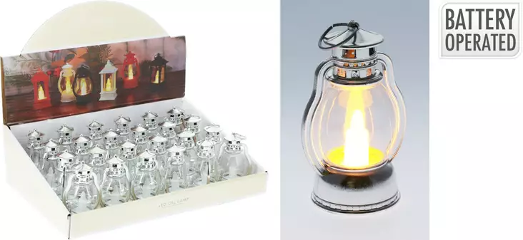 Silverfärgad LED-oljelampa 9cm batteridriven stämningsbelysning med lågeffekt för inredning och fest - LED-ljus och lyktor - 8721037515818 - 1