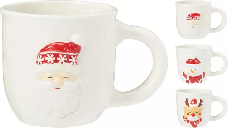 Julmugg 500?ml – keramisk, handmålad, dekorerad med 3D?figurer som present? och prydnadskopp - Juldukning för julen - 8721037564588 - 1