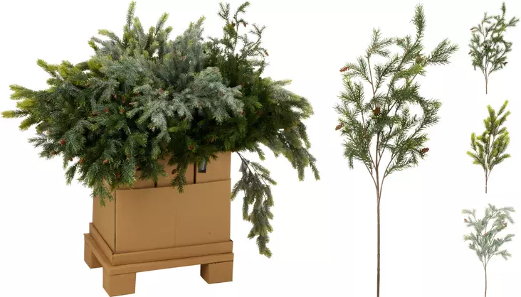 Dekorativ 90 cm granspray med kottar – högkvalitativ och hållbar konstgjord grankvist för inredning - Juldekorationer och textilier - 8721037603348 - 1