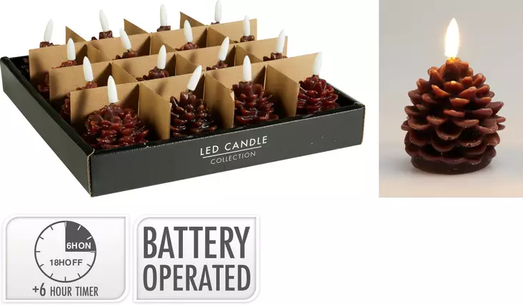 LED Ljus Kotte 7?cm Brun – Varmvitt Ljus, Timer 6/18?h, Naturligt Stämningsljus - Ljus och lyktor - 8721037671958 - 1