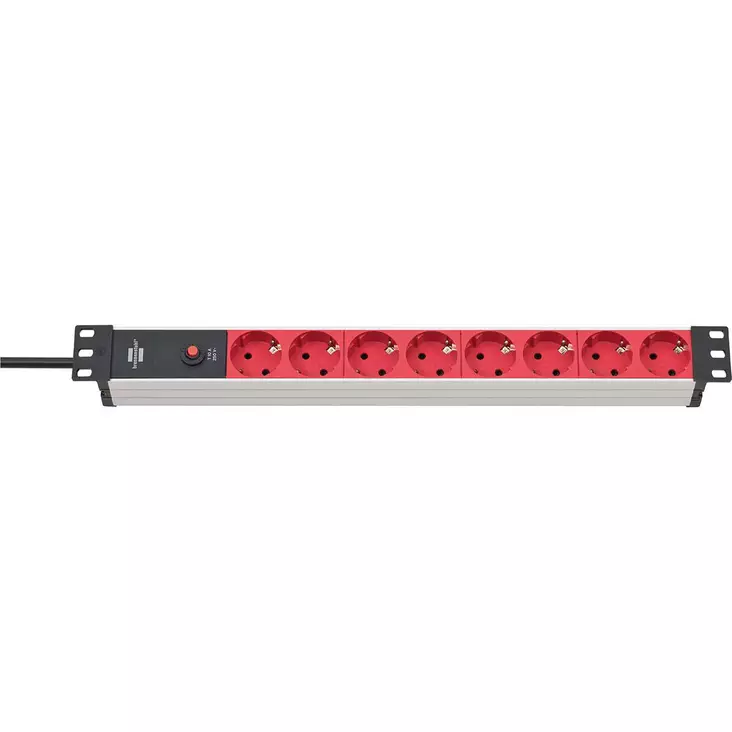 Alu-Line 8-vägs 19" Uttag för kopplingsdosor PG Plug 2,00 m Svart/Röd C14 - Förlängningskablar - 4007123662708 - 1