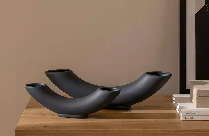 Vas Set Aberto Design CY0194 Antracit Keramik 27x4x8 cm 36x5x10 cm - Hängande blomkrukor och vaser - 8684282979838 - 1