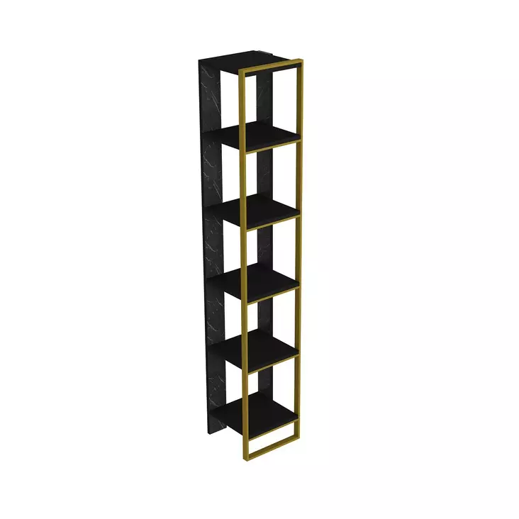 Bokhylla Hanah Home Polka Svart Guld Spånskiva Metall 32,2x178,5x31,3 cm - Bokhyllor - 8681875670578 - 1