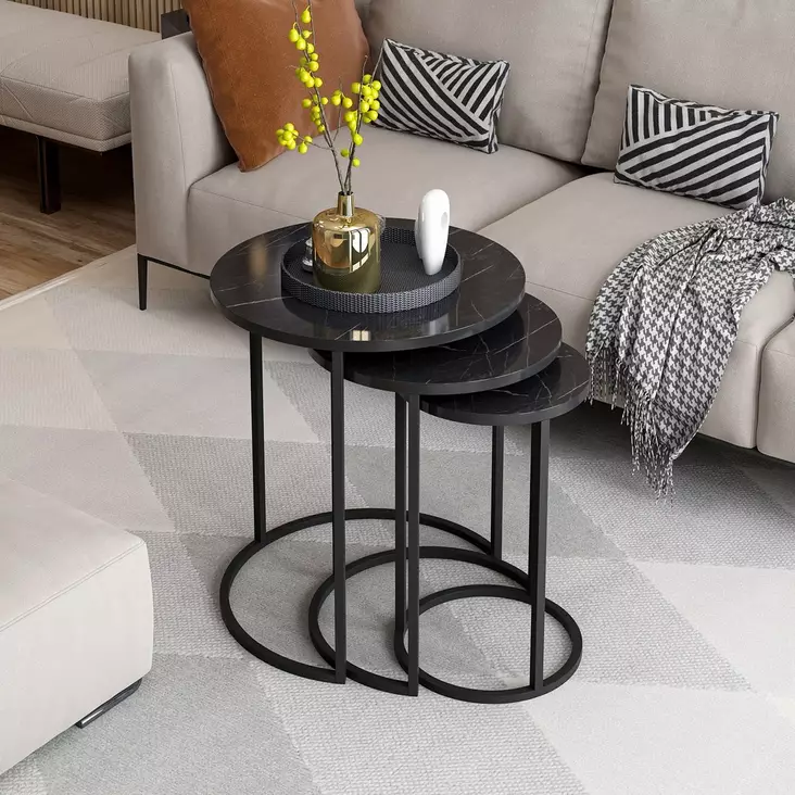 Nestingbord Hanah Home Gloria Svart Spånskiva 50x58x50 cm 40x52x40 cm 30x48x30 cm - Möbler - 8683742465898 - 1