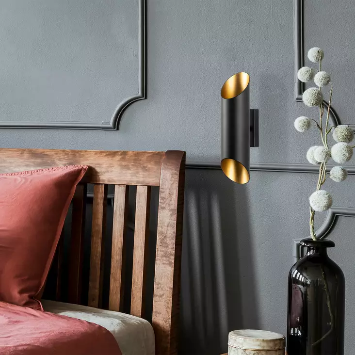 Vägglampa Opviq Cut Svart Guld Metall 8 x 12 x 30 cm - Tak- och vägglampor - 8683342590808 - 1