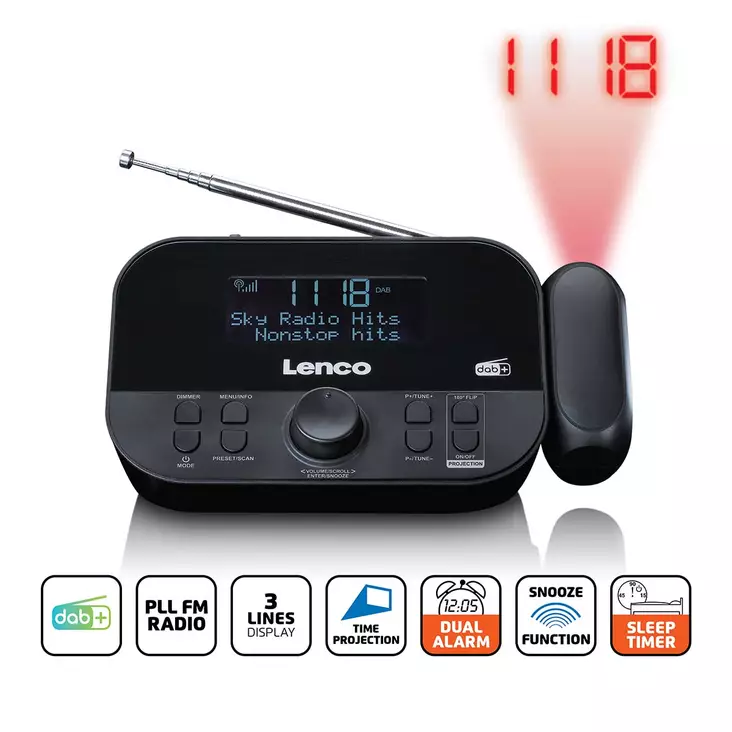 DAB+, FM-klockradio med projektion - Radioapparater - 8711902044758 - 1