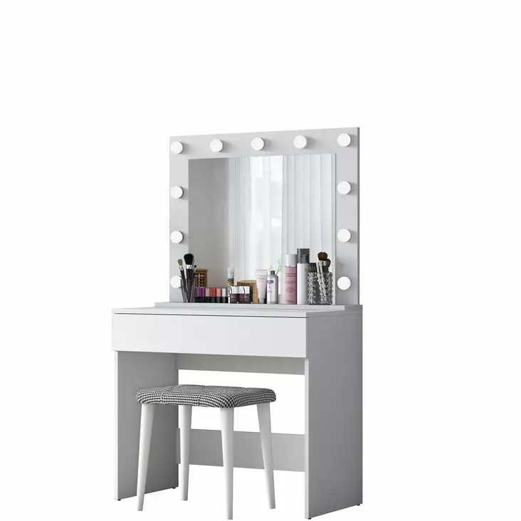Sminkbord Hanah Home BJ121 Vit Spånskiva 90x76,8x45 cm - Toalettbord - 8684282480778 - 1