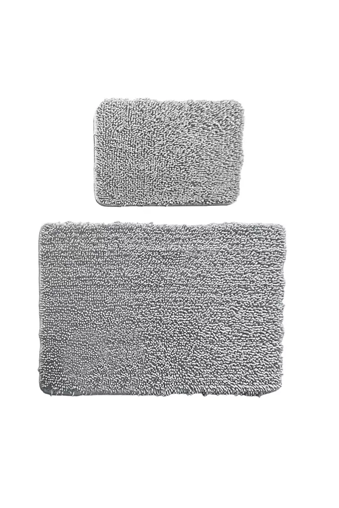 Badrumsmatta Set Mijölnir Grå Halkfri Antibakteriell 100% Bomull 50x60 cm & 60x100 cm - Badrumsmattor och våtrumsmattor - 8683342922388 - 1