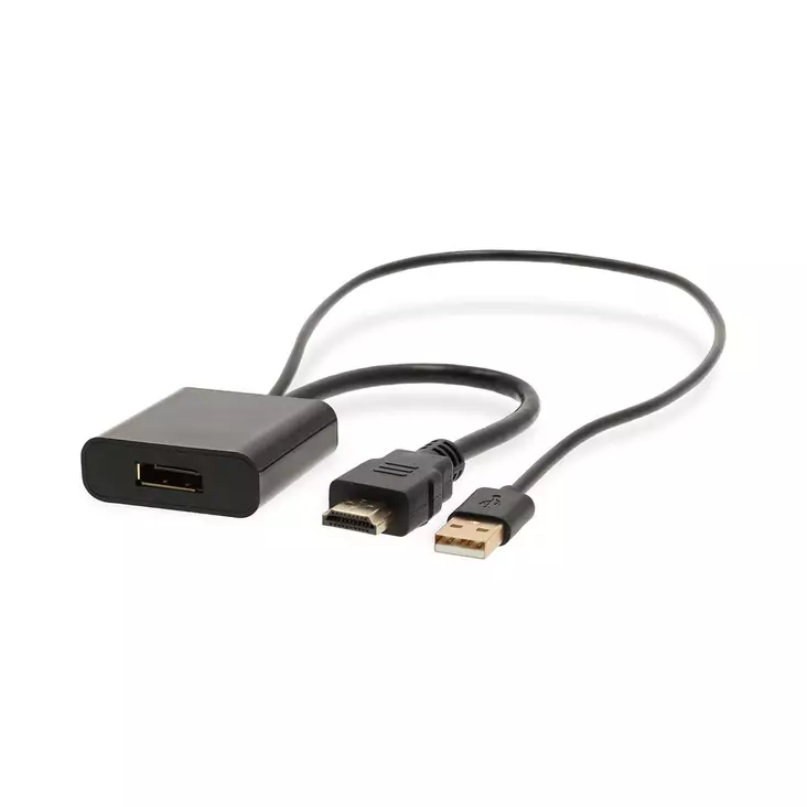 HDMI Adapter | HDMI Kontakt | DisplayPort Hane / USB-A Hane | Guldplaterad | Rak | PVC | Svart | 1 st. | Låda - Nedis produkter - 5412810420728 - 1
