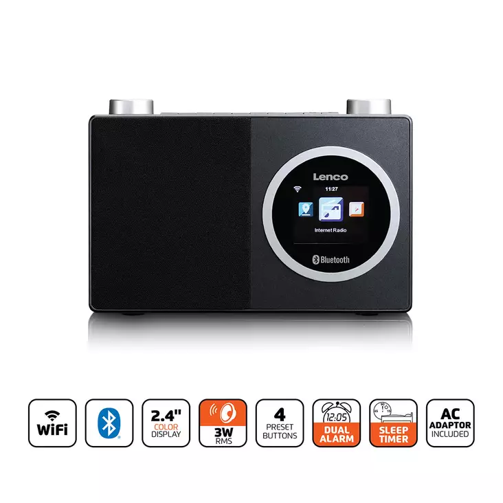 Internetradio med färgdisplay och Bluetooth® Black - Radioapparater - 8711902042778 - 1