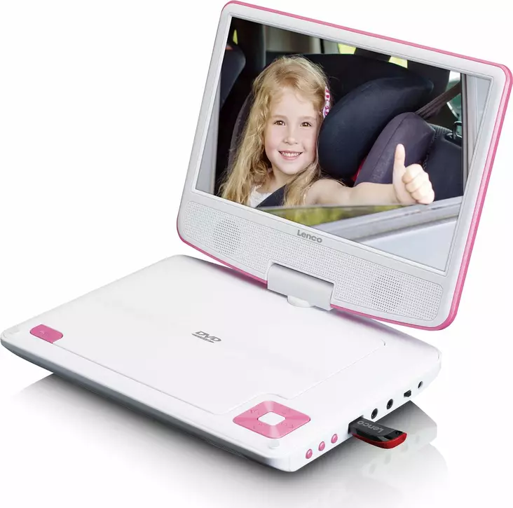 Bärbar 9" DVD-spelare med USB-hörlurar och monteringsfäste Rosa / Vit - TV-apparater och mediaspelare - 8711902044208 - 40