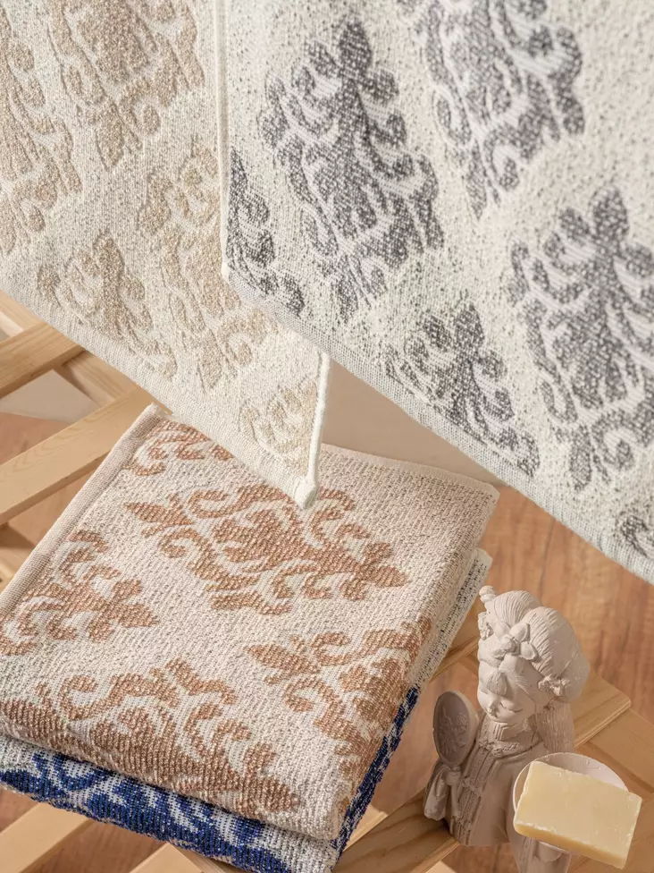 Handduk Set Mijölnir Beige Blå Grå 67% Bomull 33% Polyester 50x90 cm 4 Delar - Handdukar - 8683742576808 - 1