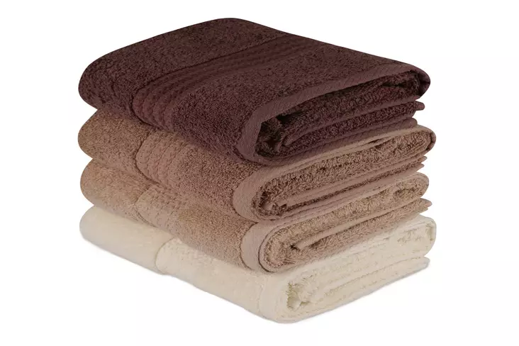 Handduksset (4 st), kräm, beige, brun, 50 x 90 cm, mjuk, absorberande, slitstark - Handdukar - 8681181150368 - 1