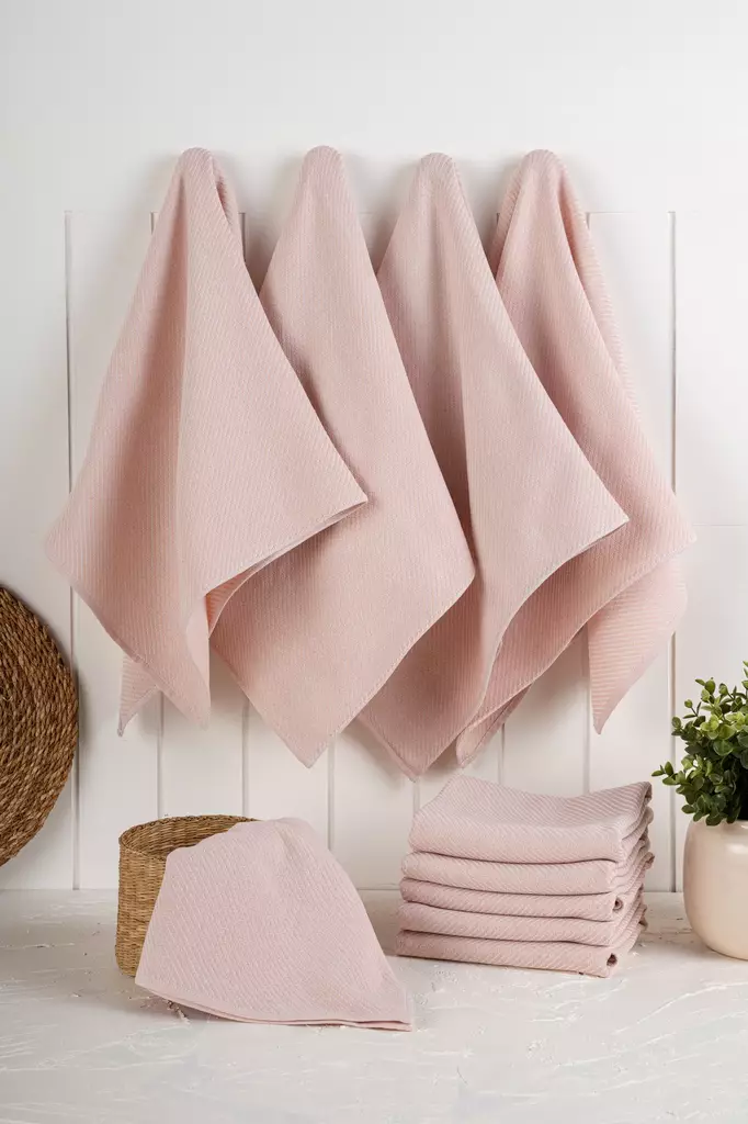 Kökshandduk Set Hermia Eloise Ljusrosa Bomull Polyester 10 Delar - Kökstextilier - 8684283207428 - 1