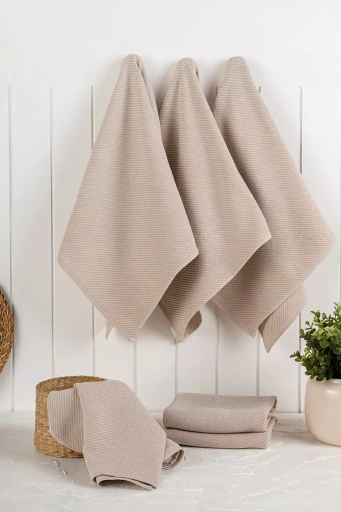 Kökshandduksset (6 st), beige, 43 x 76 cm, tålig, maskintvättbar - Kökstextilier - 8684283207558 - 1