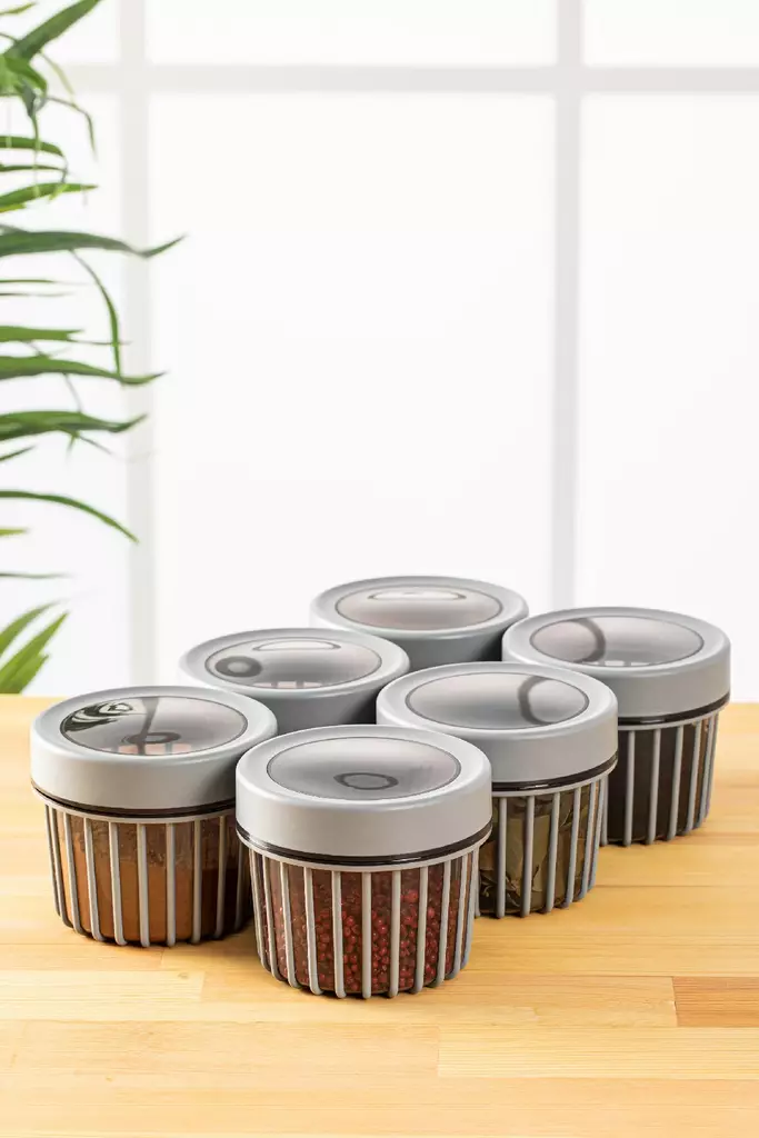 Förvaringslåda Set Hermia Grey Plast 6 Delar - Matlådor och matförvaringsbehållare - 8683742868538 - 1