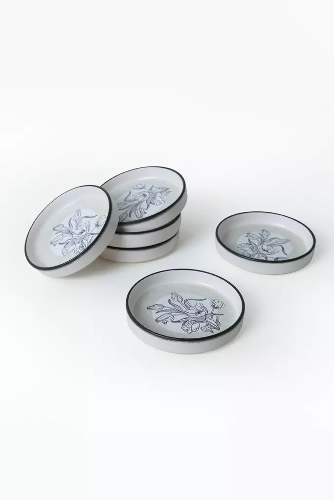 Skål Set Hermia Svart Vit Keramik 6 Delar - Serveringsfat - 8684282991588 - 1