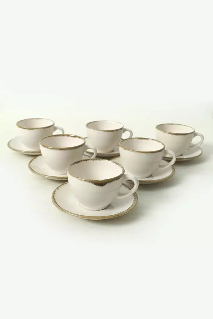 Tekoppar Set Hermia Cream Keramik 12 Delar - Kaffe- och teserviser - 8684282565758 - 1
