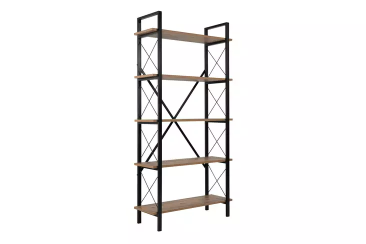 Bokhylla Nordure Elysian Furu Svart Spånskiva 90x180x33,5 cm - Bokhyllor - 8684283439898 - 1