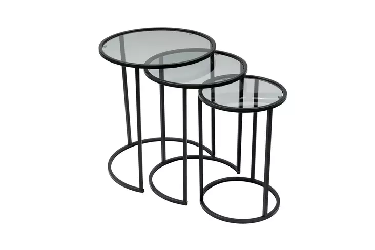 Nästbord Hanah Home Alya Svart Härdat Glas 34x50x34 42x54x42 50x58x50 cm - Bord - 8683742475248 - 1