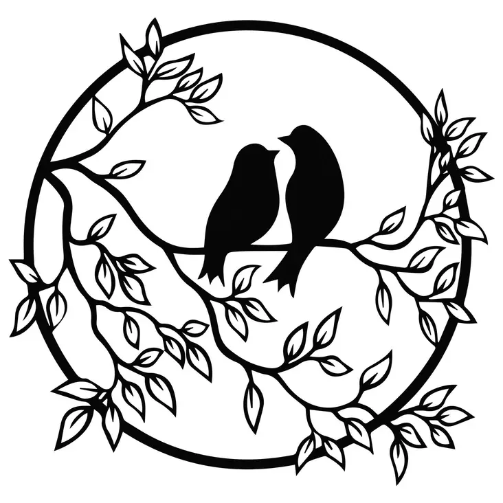 Väggdekor Metall Wallity Birds In The Tree Svart Metall 49,5x48 cm - Dekorationer, prydnadsföremål - 8683743680818 - 1