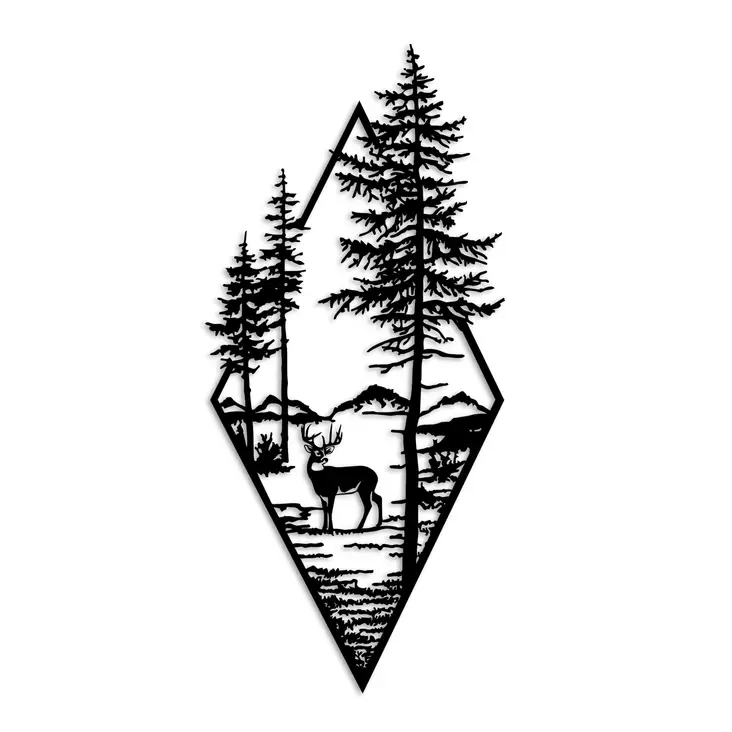 Väggdekor Metall Wallity Deer Svart Metall 39x85 cm - Dekorationer, prydnadsföremål - 8684282463108 - 1