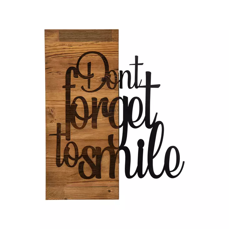 Väggdekor Trä Wallity Dont Forget To Smile Svart Trä 47x58 cm - Dekorationer, prydnadsföremål - 8682870854758 - 1