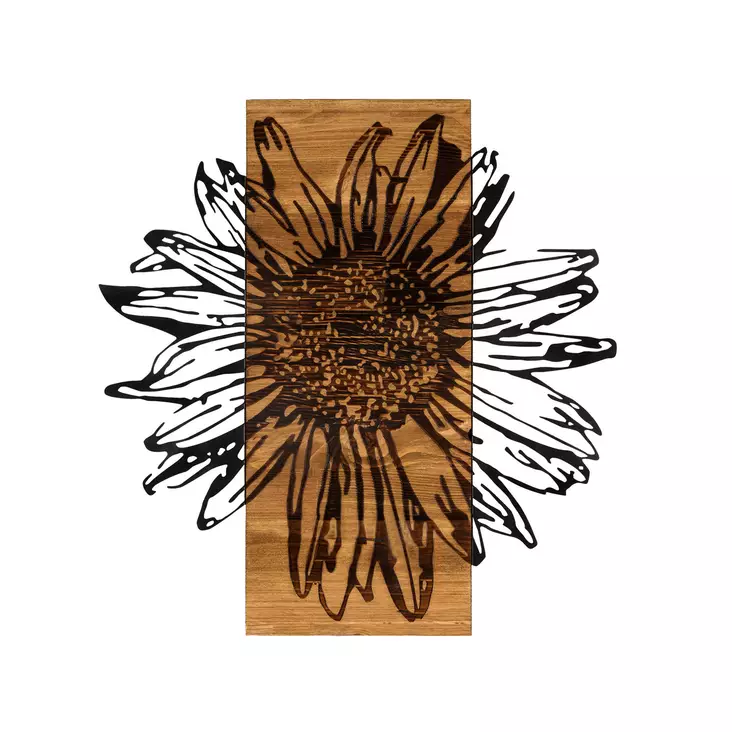 Väggdekor Trä Wallity Daisy Svart Trä 56x58 cm - Dekorationer, prydnadsföremål - 8683342168168 - 1