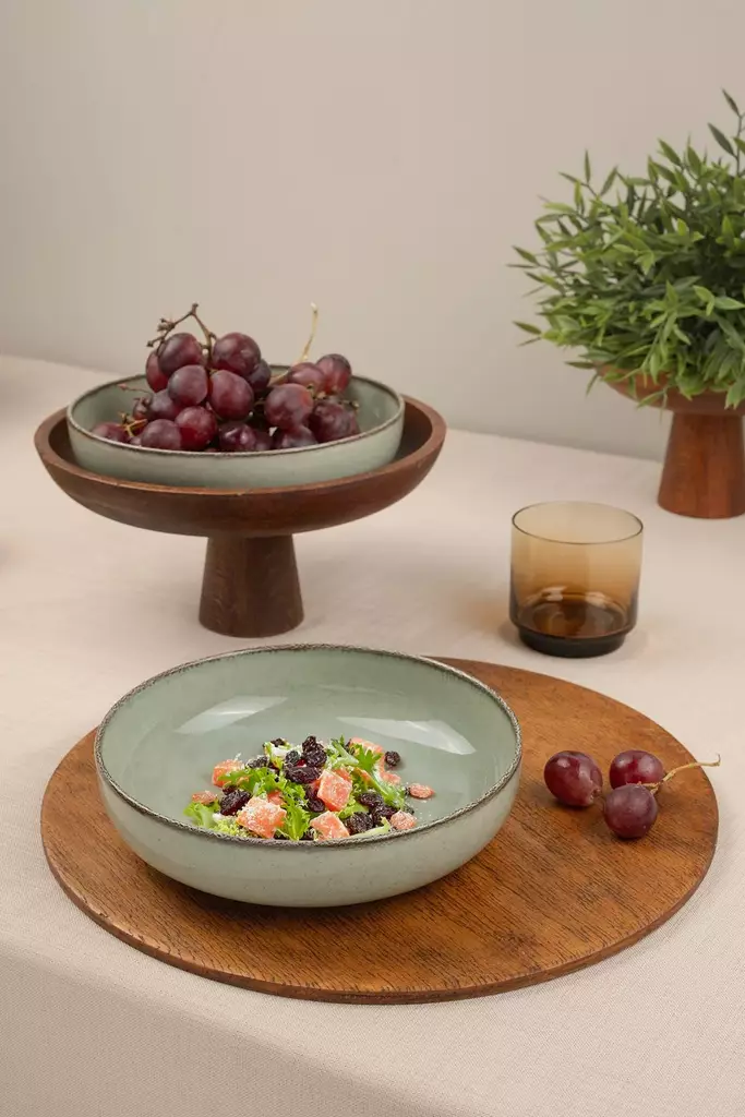 Skål Set Hermia Grön Porslin 2 Delar - Serveringsfat - 8684283203468 - 1