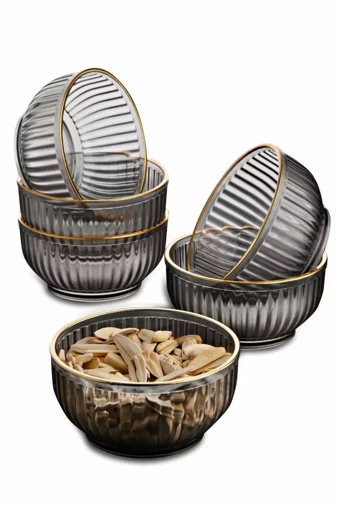 Skål Set Hermia Rökgrå Akryl 6 Delar - Serveringsfat - 8683342786058 - 1