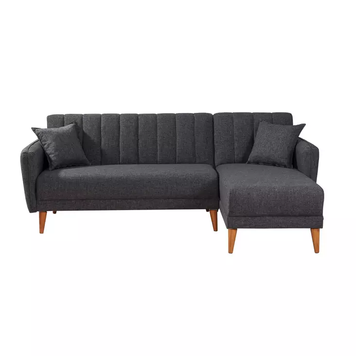 Hörnbäddsoffa Atelier del Sofa Coner Mörkgrå Linne 225x150x85 cm - Soffor - 8681875324068 - 1