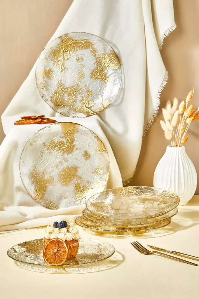 Assietter Set Hermia Marmo Transparent Glas 6 Delar - Tallrikar - 8684283784578 - 1