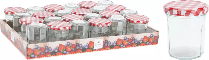 Glasburk 190 ml rödvit metallock - Matfrysning och konservering - 8721037067928 - 1