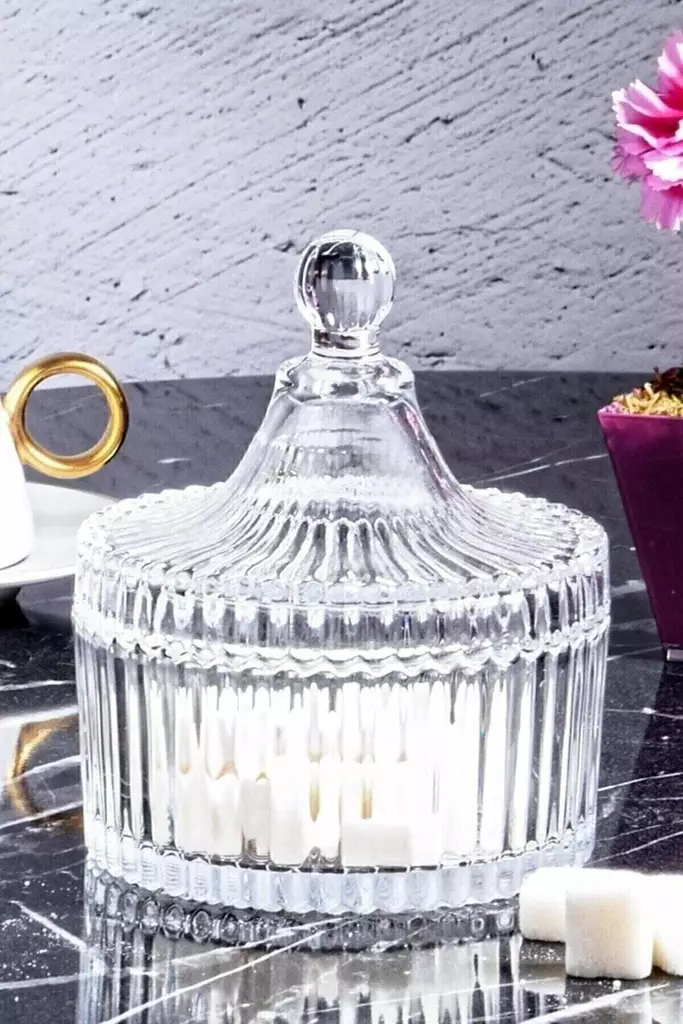 Sockerskål Hermia Transparent Glas 10,5x10,5 cm - Serveringsfat - 8684283765768 - 1