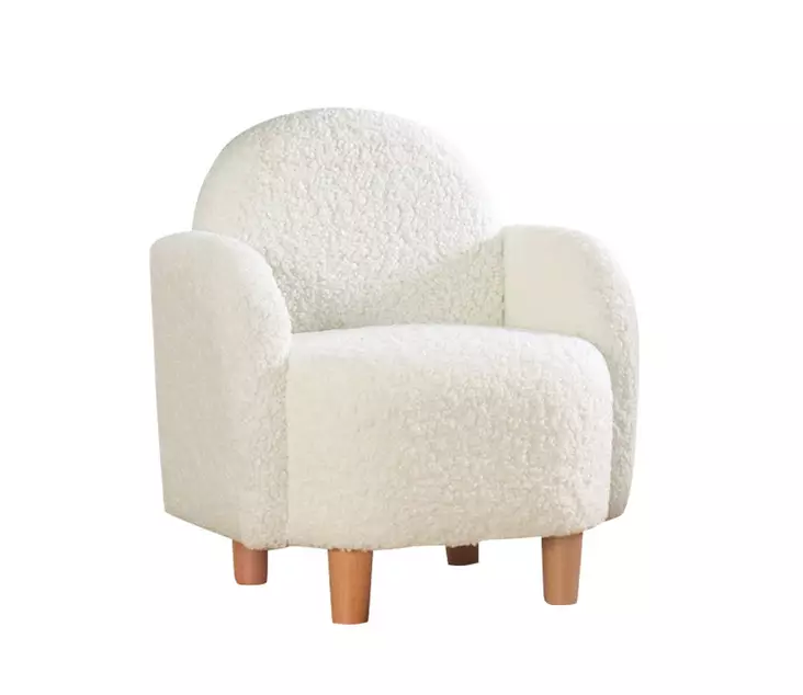 Barnfåtölj, vit, Storlek: 51 cm x 47 cm, mjuk, bekväm - Fåtöljer - 8683342843638 - 1