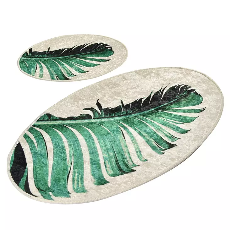 Badrumsmatta Set L'essentiel Flerfärgad 100% Polyester Halkfri Antibakteriell 50x60 cm & 60x100 cm - Badrumsmattor och våtrumsmattor - 8681875666168 - 1