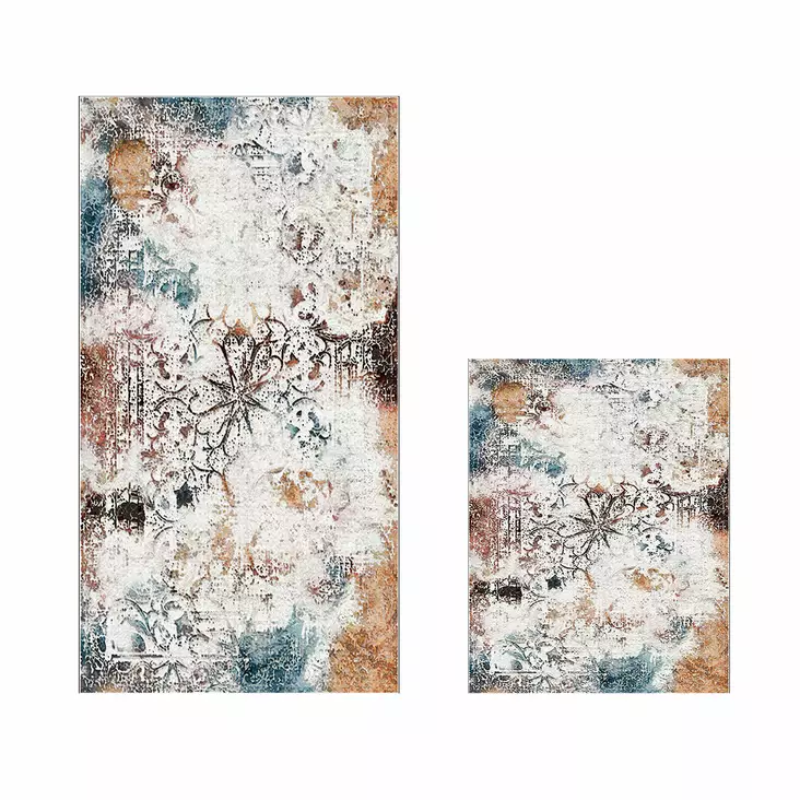 Lyxigt badrumsmatteset (2 st), flerfärgat, 50 x 60 cm, 60 x 100 cm, mjukt, halkfritt, antibakteriellt - Badrumsmattor och våtrumsmattor - 8683342421348 - 1
