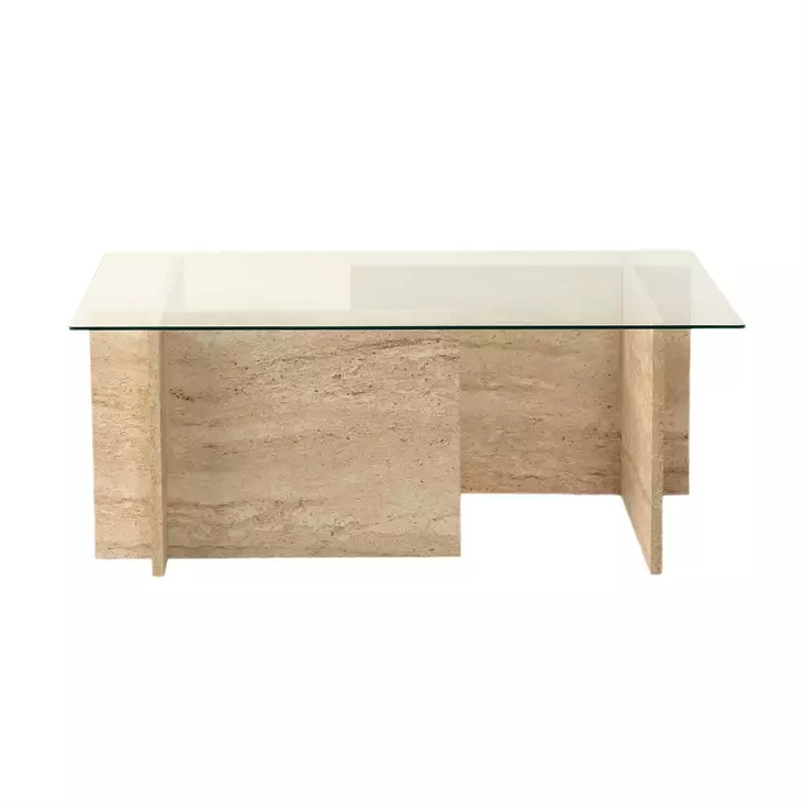 Soffbord Hanah Home New Escape Travertin Glas Spånskiva 105x40x65 cm - Soffbord - 8684283059218 - 1