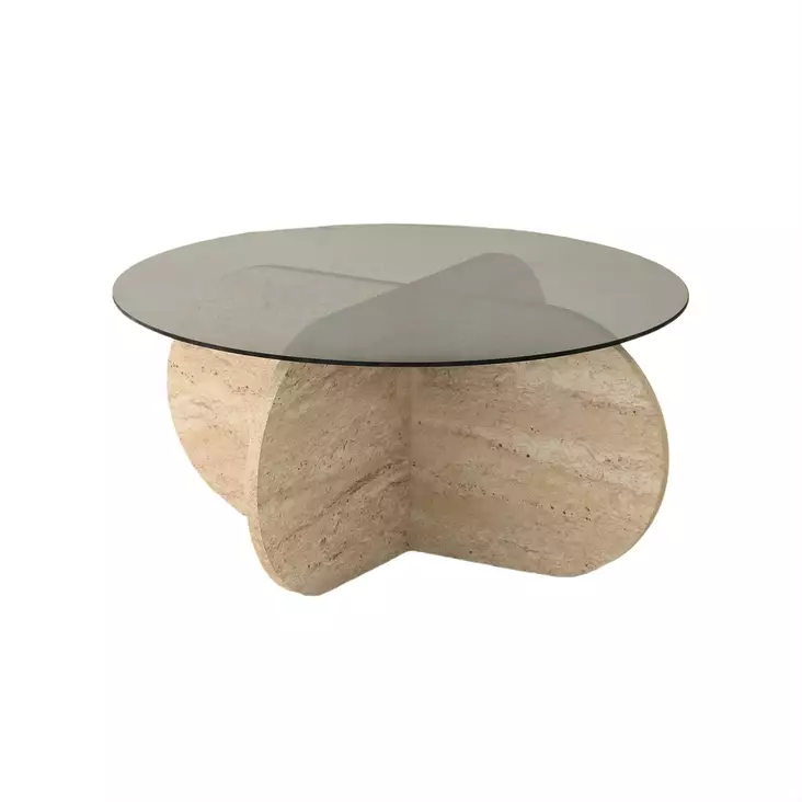 Soffbord Hanah Home Bubble Travertin Glas Spånskiva 75x35 cm - Soffbord - 8684283059188 - 1