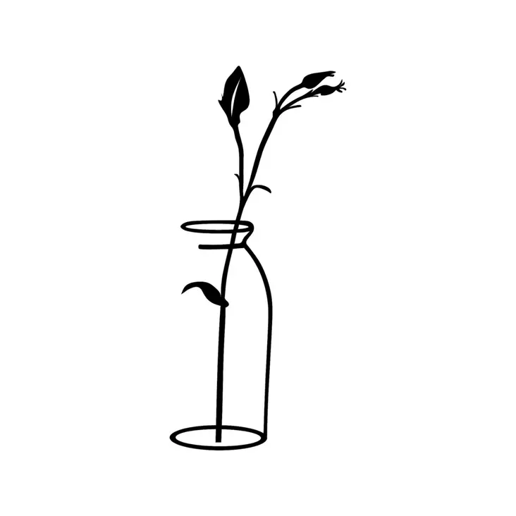 Väggdekor Metall Wallity Flower In The Vase Svart Metall 33x71 cm - Dekorationer, prydnadsföremål - 8683342204248 - 1