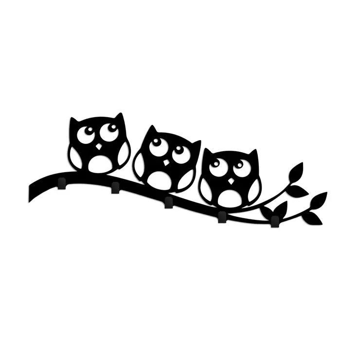 Vägghängare Wallity Confused Owls Svart Metall 62x29x2 cm - Klädhängare - 8684282463368 - 1