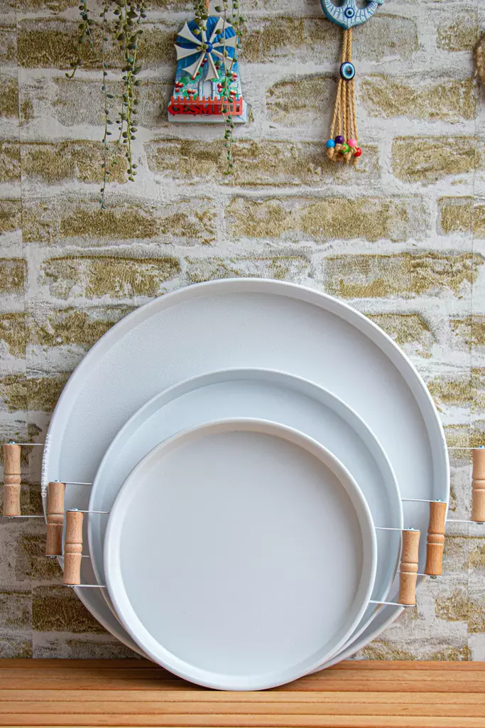 Bricka Set Hermia Vit Metall 3 Delar - Serveringsfat - 8684283574698 - 1