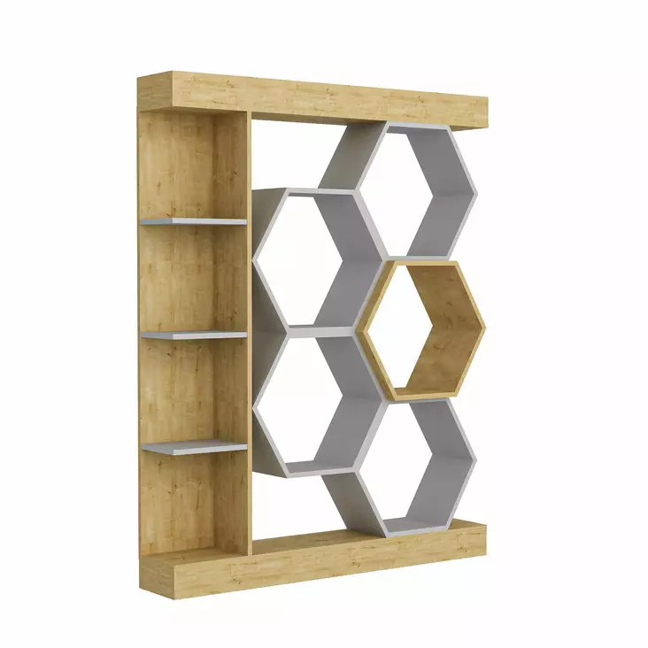Bokhylla Hanah Home Sueno Vit Ek Spånskiva 140x29,6x177,4 cm - Bokhyllor - 8683743117208 - 1