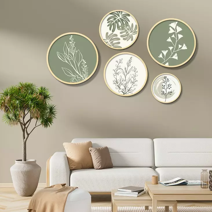 Inramad MDF-tavla Wallity Flerfärgad Trä 43,5x43,5 cm 37x37 cm 31x31 cm 26x26 cm 18x18 cm 5 Delar - Tavlor och ramar - 8684283551118 - 1