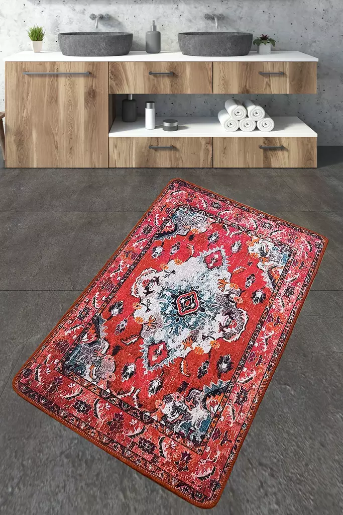 Badrumsmatta Mijölnir Flerfärgad 100% Polyester Antibakteriell Halkfri 70x120 cm - Badrumsmattor och våtrumsmattor - 8683342800228 - 1