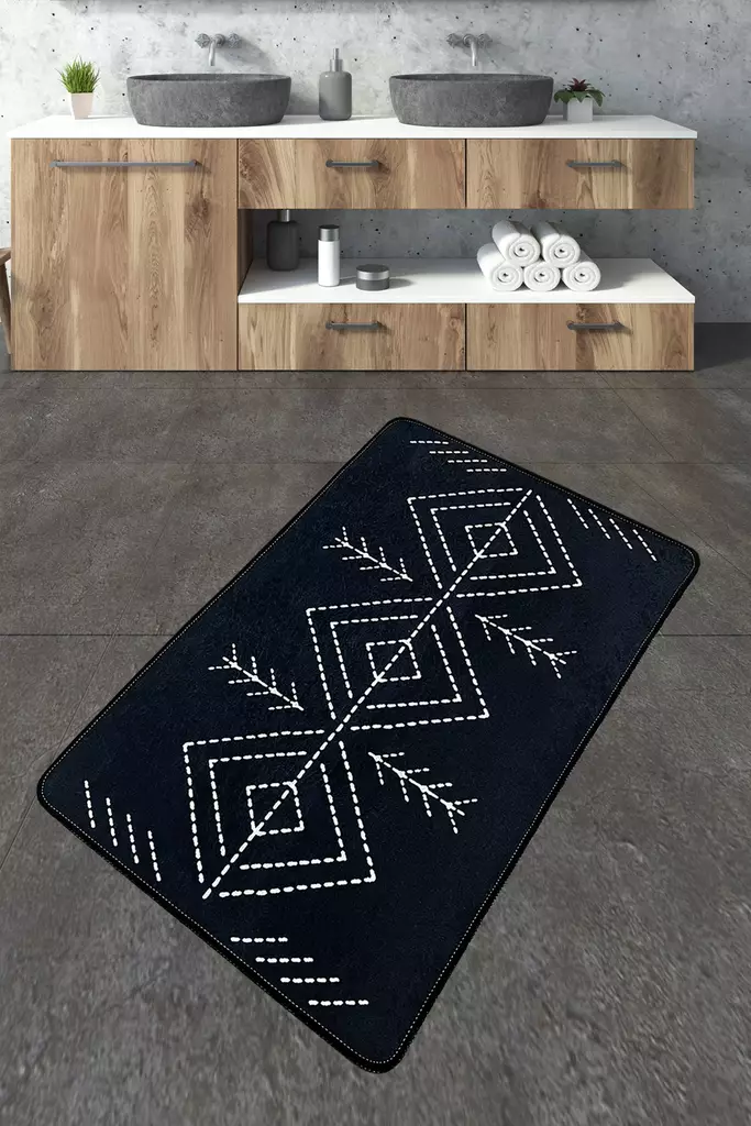 Badrumsmatta Mijölnir Flerfärgad 100% Polyester Antibakteriell Halkfri 70x120 cm - Badrumsmattor och våtrumsmattor - 8683342800488 - 1