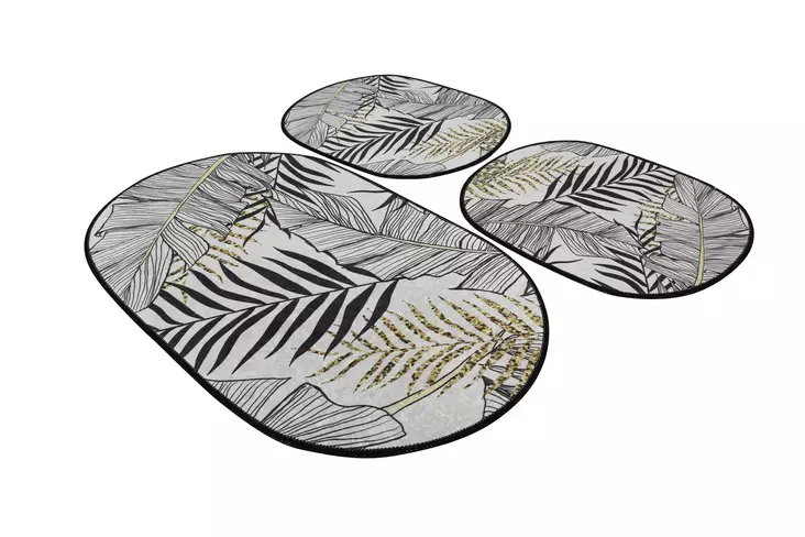 Badrumsmatta Set Mijölnir Flerfärgad 100% Polyester Antibakteriell Halkfri 50x60 cm & 60x100 cm - Badrumsmattor och våtrumsmattor - 8682870916258 - 1