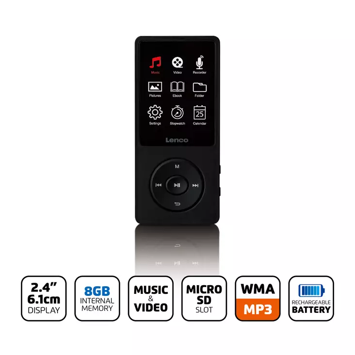 MP3/MP4-spelare med 2,4" TFT LCD-display och 8 GB internminne Svart - Radioapparater - 8711902080978 - 1