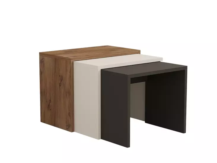 Satsbord Hanah Home Gül Antracit Ek Vit Spånskiva 50x40x29,6 46x38x29,6 42x36x29,6 cm - Bord - 8681875683288 - 1